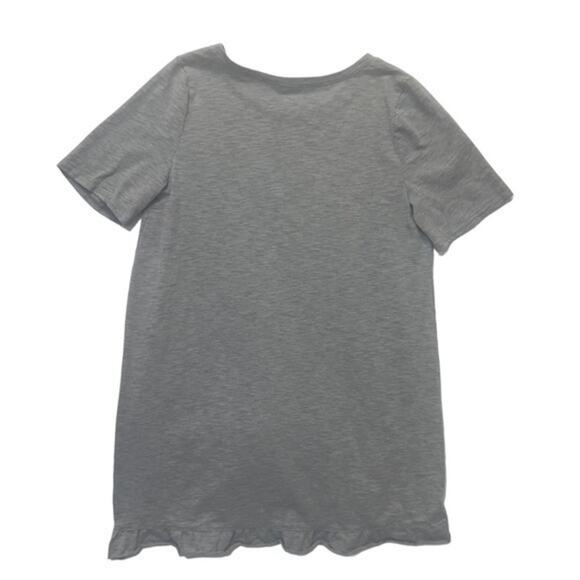 Easel Ruffle Hem Top Short Sleeve Asymmetrical Heather Gray T-shirt size large - Picture 7 of 9